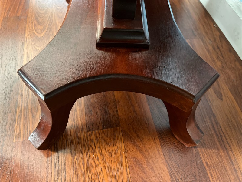 Vintage Genuine Mahogany Princess, Anne Style w/Harp Base Parlor Table #66028621 gallery