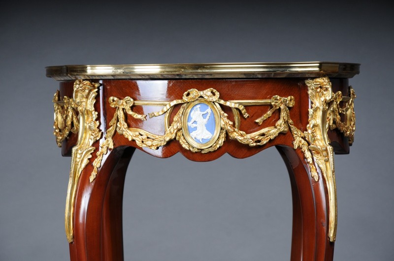 Magnificent Side Table with Bronze Louis XV Marble Beechwood gallery