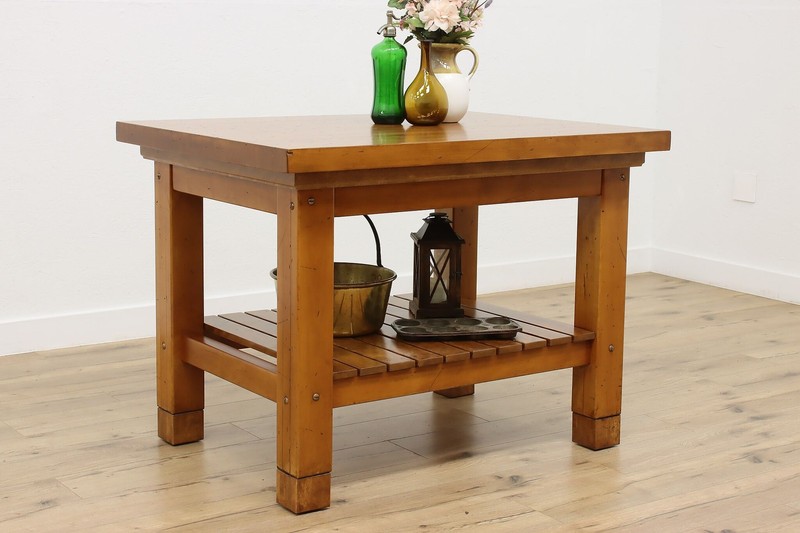 Farmhouse Vintage Birch Butcher Block Kitchen Island Table #55278 gallery