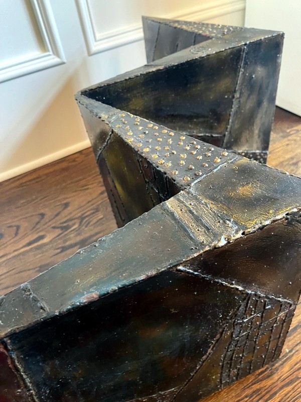 Sculpted Steel Zigzag Coffee Table Base by Paul Evans for Directional gallery