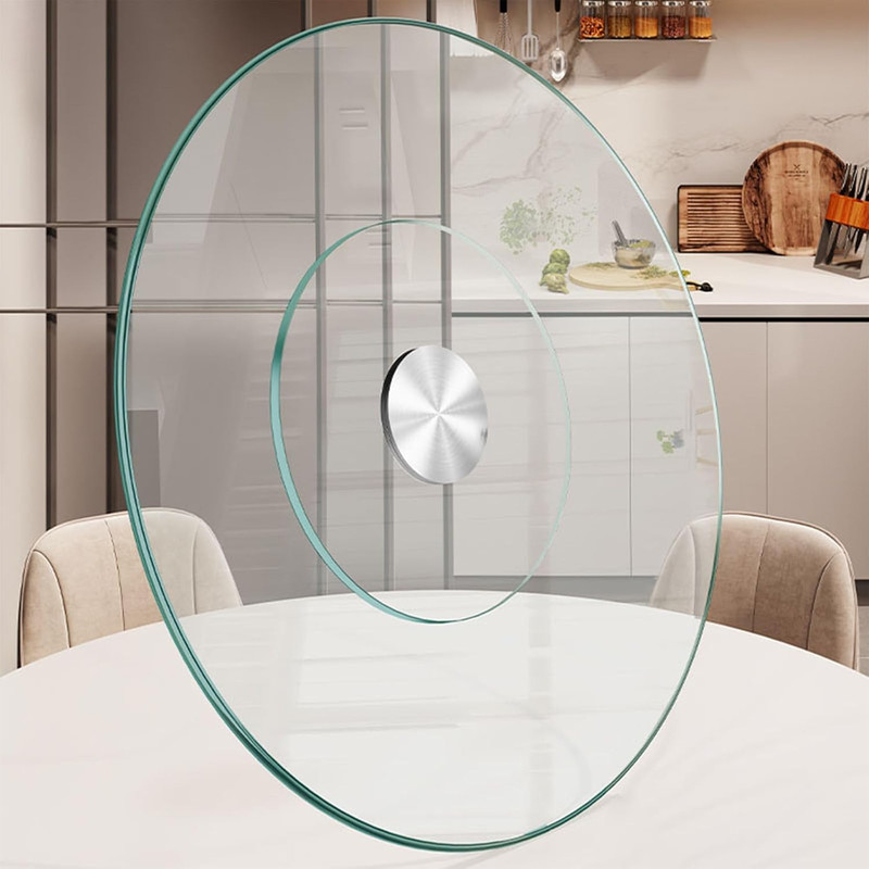 18.9" Glass Lazy Susan Rotating Tray - Smooth & Silent Dining Table Accessory