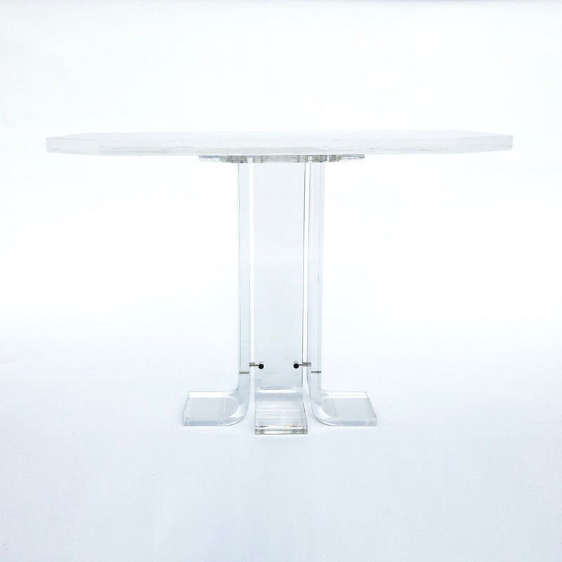 1970s Lucite Console Table Hollywood Regency Retro Acrylic Perspex midcentury gallery