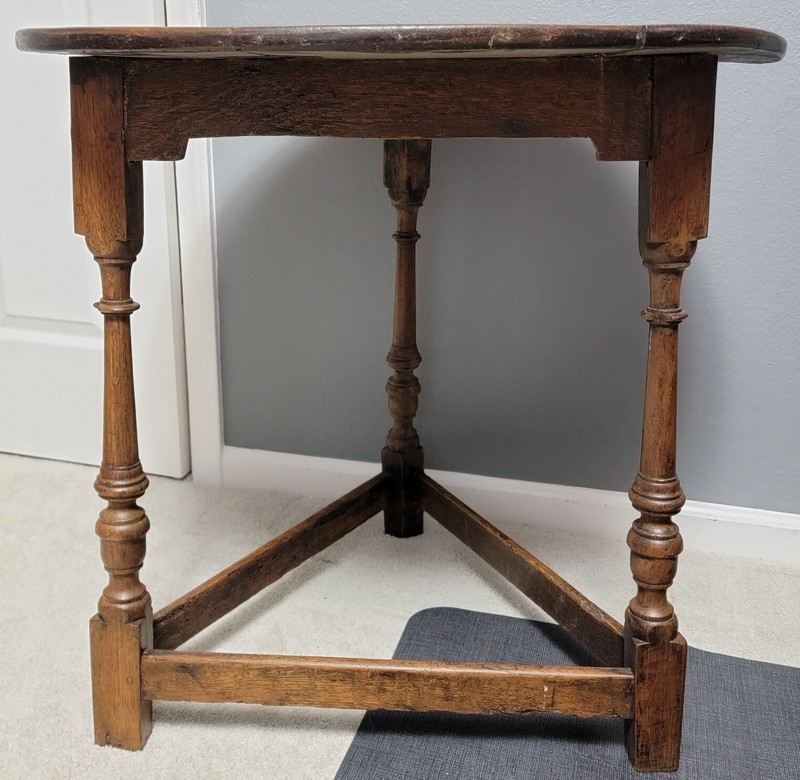 Antique 18th Century English Oak Cricket Pub Side Table Primitive Rustic 1700’s