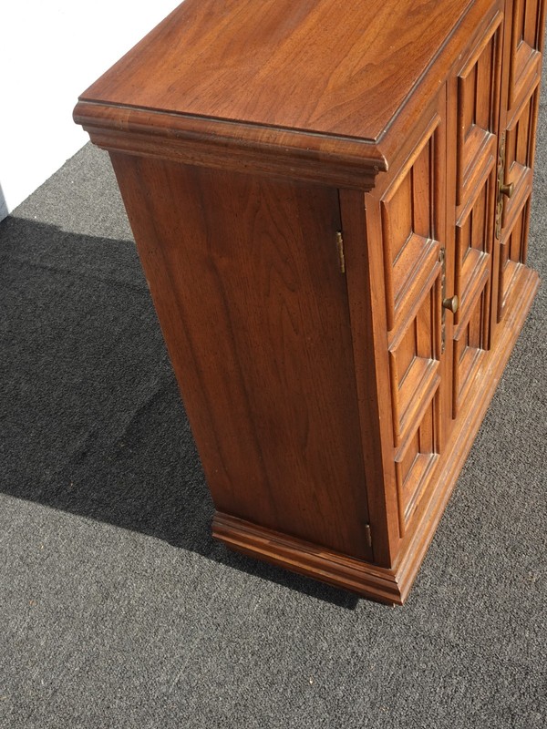 Vintage Mid Century Modern Brown Side Console Cabinet w Two Doors gallery