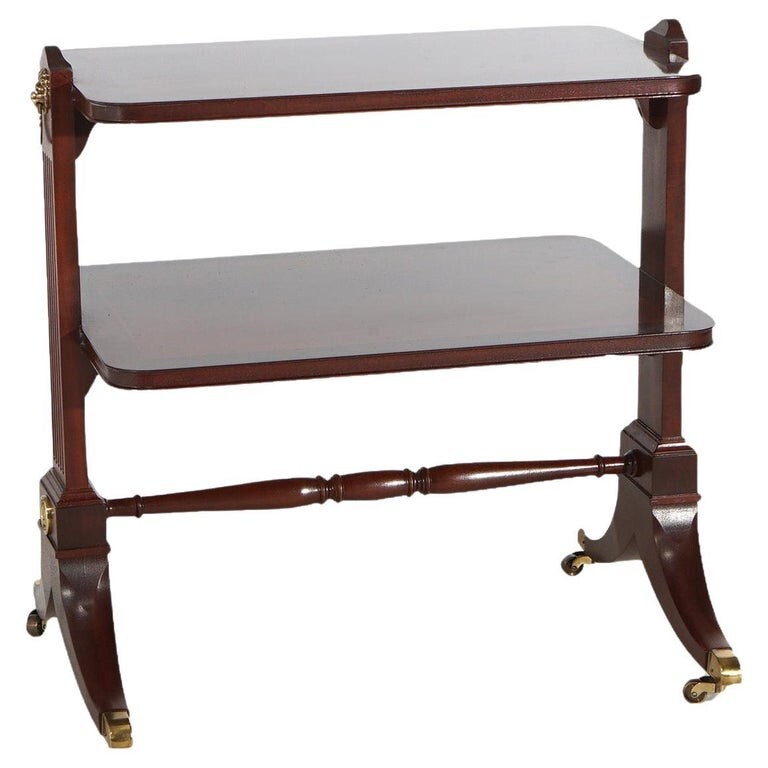 Baker Regency Style Mahogany & Brass Two-Tiered Server Signed 20thC