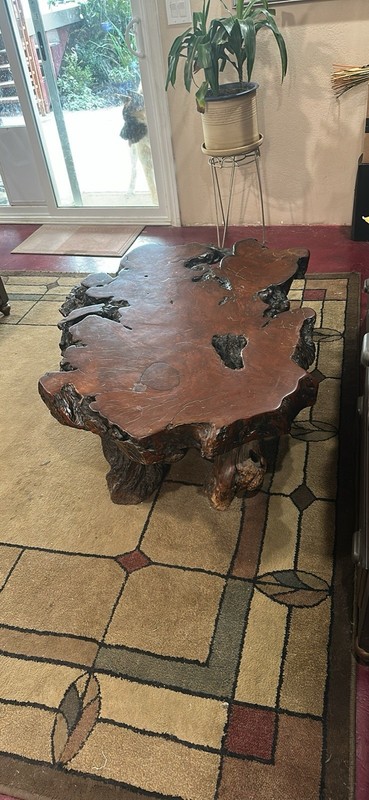 Giant Old Growth California Custom Redwood Coffee Table Mid Century Modern gallery