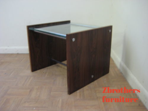 Danish Modern Cube Walnut Lamp End Table Sculpture Pedestal Mid Century