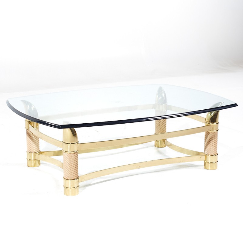 Tommaso Barbi Postmodern Italian Brass Faux Tusk Coffee Table