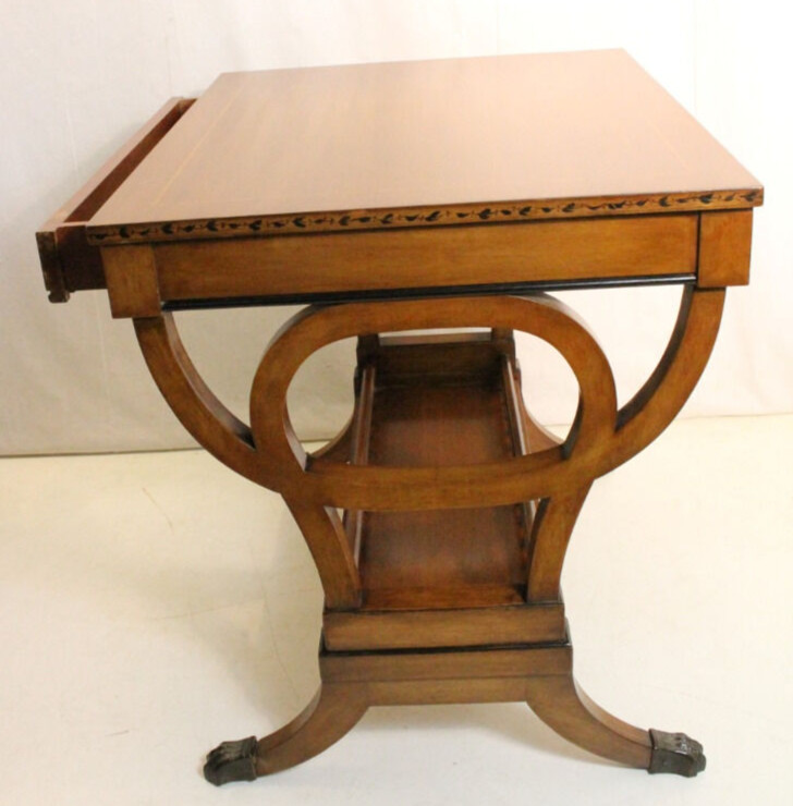 Lovely Regency Style Inlaid Fruitwood Sofa Hallway Table, c. 1940 gallery