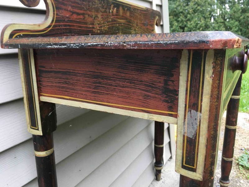 Grain Paint Decorated Sheraton Period Dressing Side Table Vtg Old Antique gallery