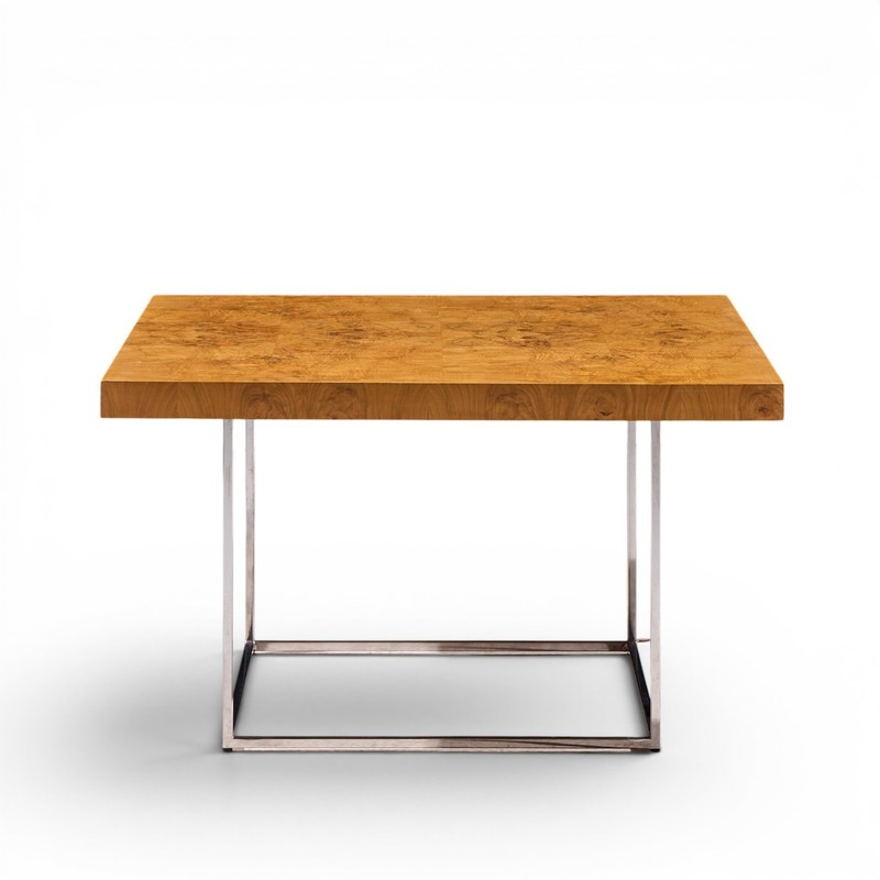 Milo Baughman for Thayer Coggin Style Burlwood and Chrome Side Tables - Pair gallery