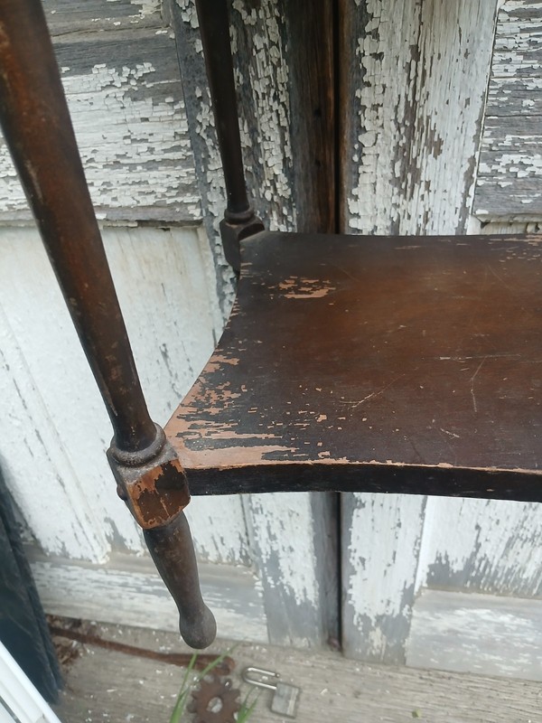 Antique Wood Smoking Stand W/ Label Metal Stampings Corp Illinois USA OLD gallery