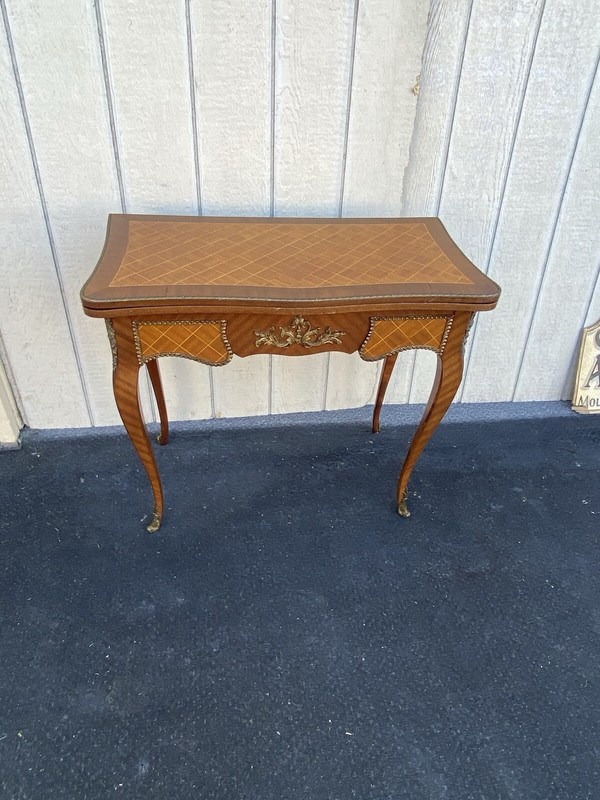 66255 CUSTOM MADE French Country Louis XV Flip Top Game Table Bronze ormalu gallery