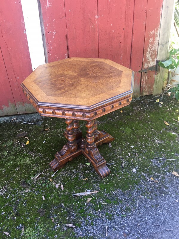 Rare Old 1930’s Grand Rapids Jacobean Oak Octagonal Table Depression Ship Ok gallery