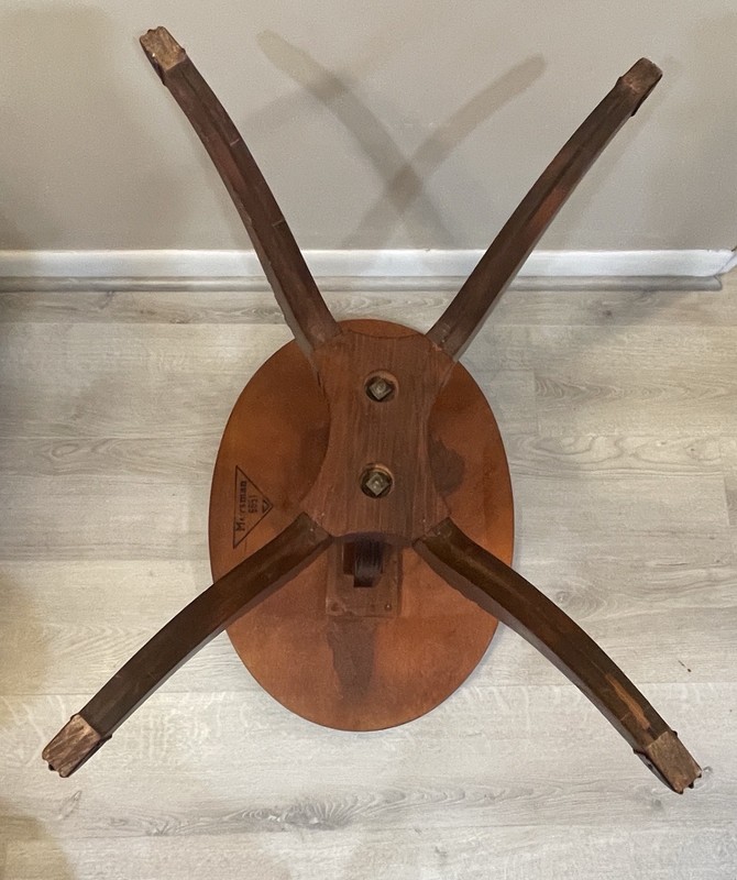 Vintage Mersman Lyre Harp Base Oval MCM Side Table Mahogany Duncan Phyfe Style gallery