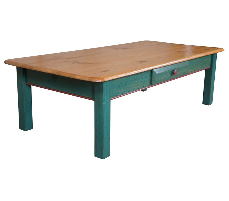 Vintage Painted Pine Distressed Farmhouse Rustic Country Coffee Cocktail Table gallery