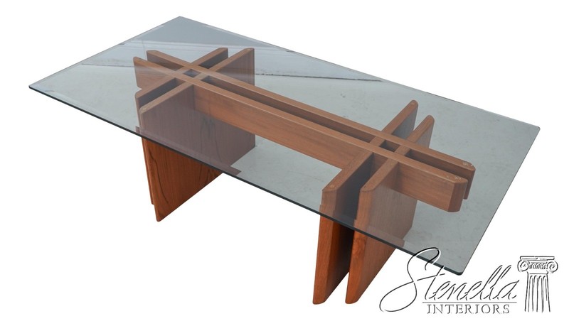 F61275: Danish Modern Glass Top Teak Coffee Table