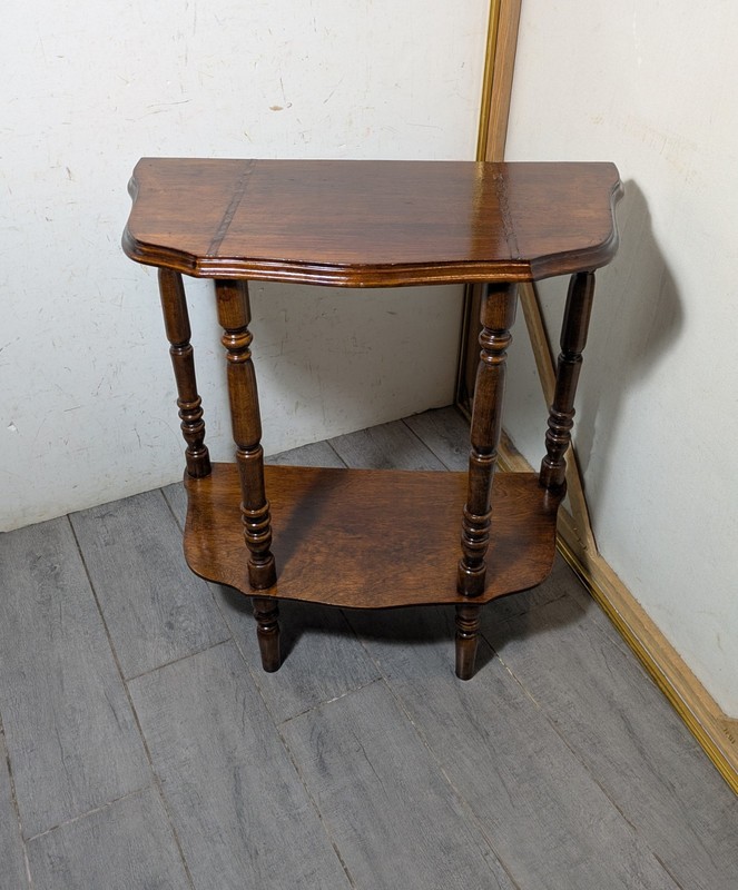 Vintage Demilune Half Moon Console Entry Table Turned Spindle Legs Federal K46 gallery
