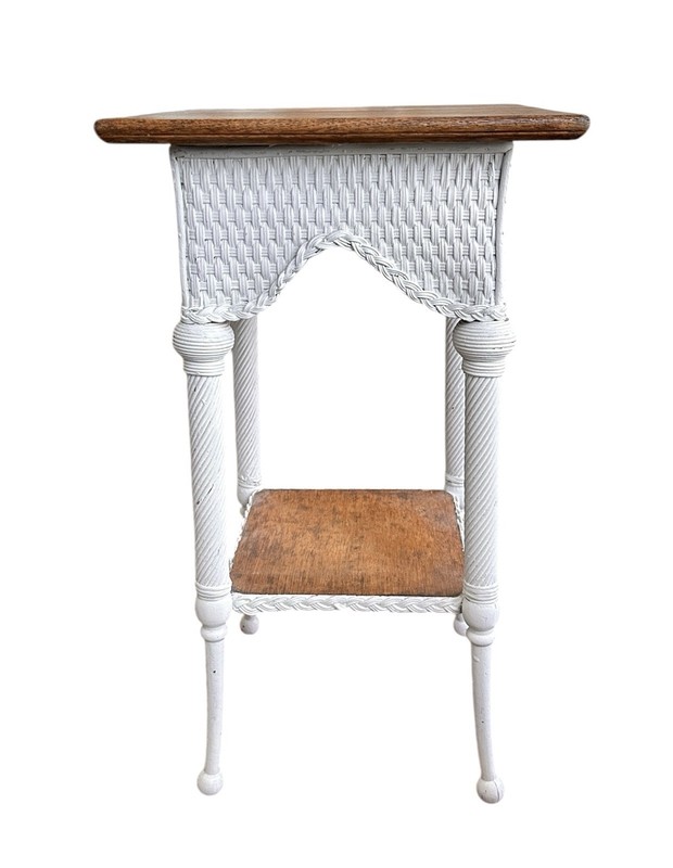 Antique Oak and Wicker Table Plant Stand gallery