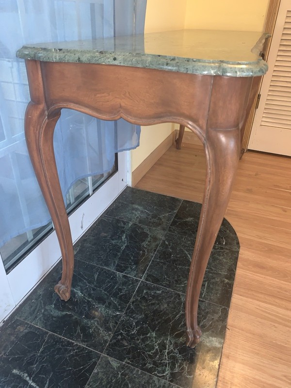 VINTAGE 30'S MARBLE WOOD DESK CONSOLE TABLE FRENCH REPRO CASSARD CHATEAU gallery
