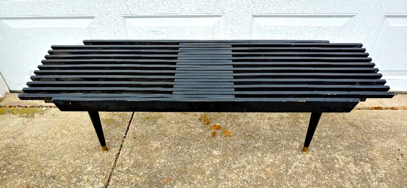 SUPER COOL MID CENTURY MODERN EXPANDABLE SLAT TABLE, JOHN KEAL? 4' TO 5'... gallery
