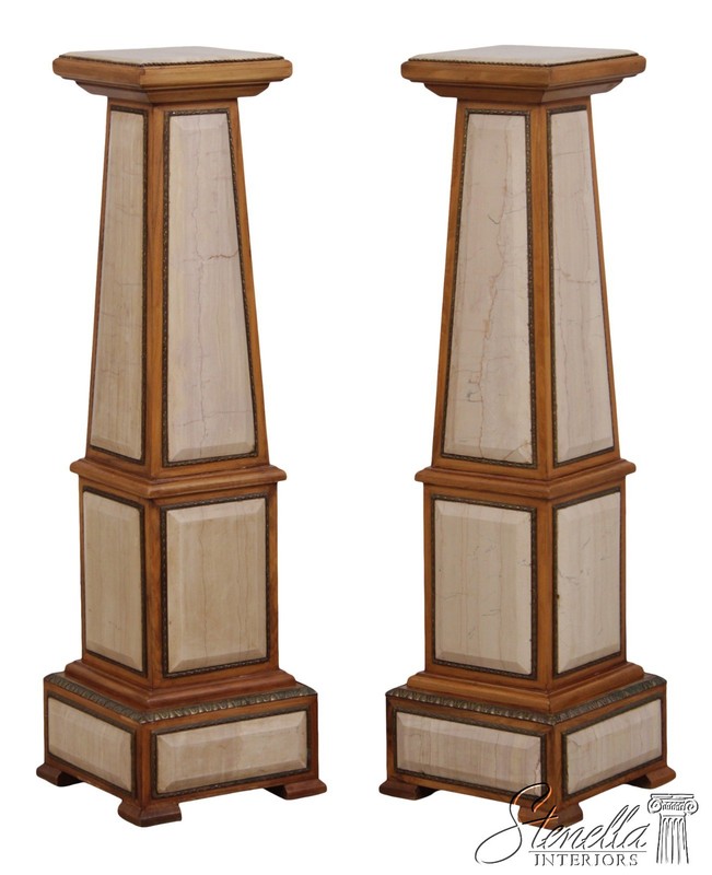 F73254: Pair Vintage Marble Panel Neoclassical Pedestals