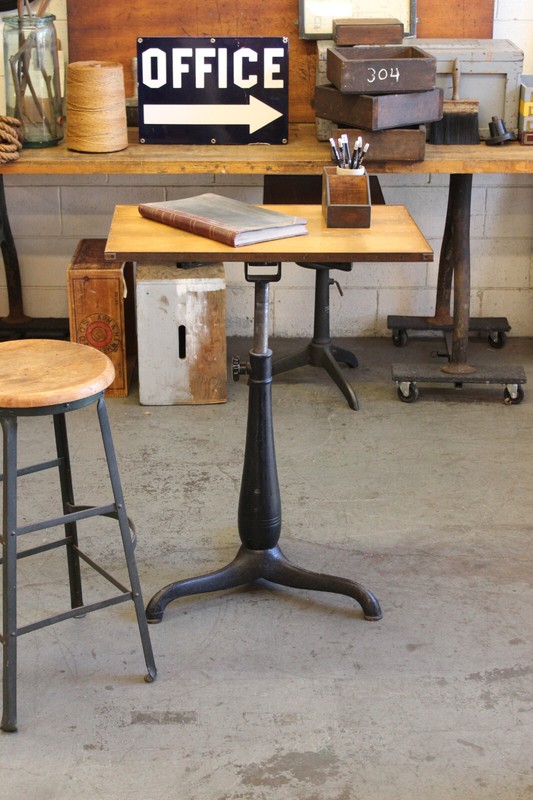 Vtg Industrial Drafting Table Desk Cast Iron Side Hamilton Standing Up gallery