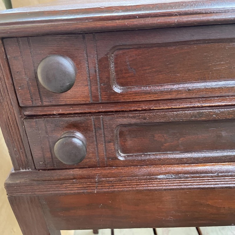 Antique Wood Table 2 Drawer Night Stand End Table 29” T X 22” W X 15.5” Deep gallery