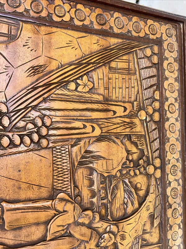 Antique Oriental Carved Wood Coffee Table gallery