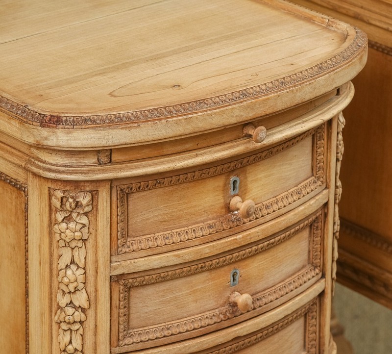 Antique Italian Pair Two Renaissance Beech Lime Washed Besides Cabinets Tables gallery