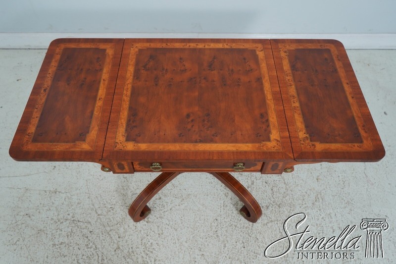 63861EC: JOHN WIDDICOMB Burl Walnut Neoclassical Drop Leaf Table gallery