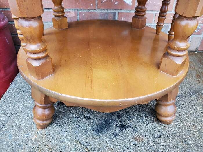 Vintage Round End Table 2 Tier Solid Hard Rock Maple gallery