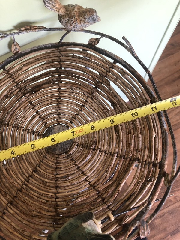 Vintage Iron 2 Tier Rattan Plant Stand 29” Tall, Rustic Birds, Shabby Chic gallery