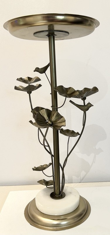 Vtg Lilly Pond Lotus Brass Accent Table Hollywood Regency Planter Stand gallery