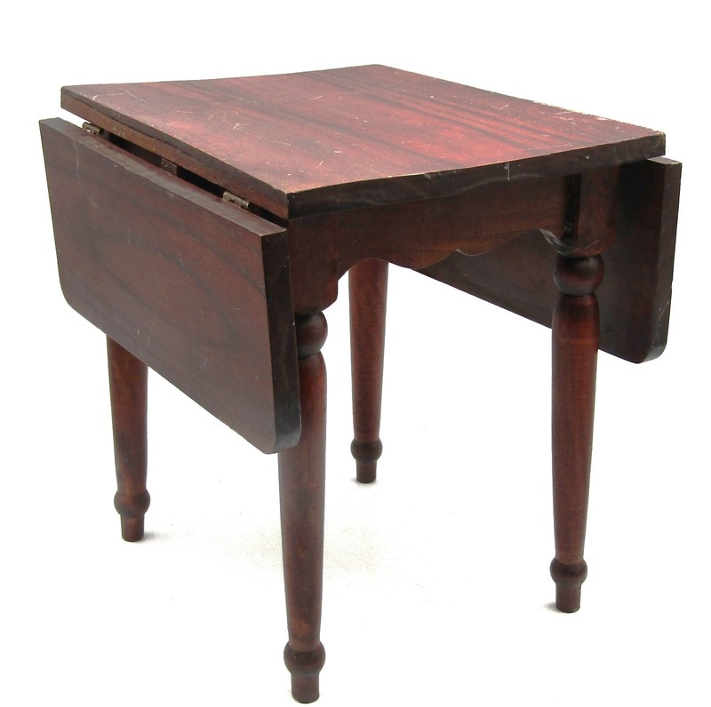 VTG. ANTIQUE SALESMAN SAMPLE MINIATURE DROP LEAF RECTANGLE TABLE (9″ tall)