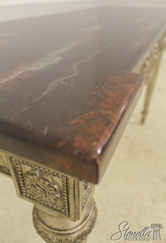 L58333: Regency Style Silver Gilt Faux Marble Top Console Table gallery