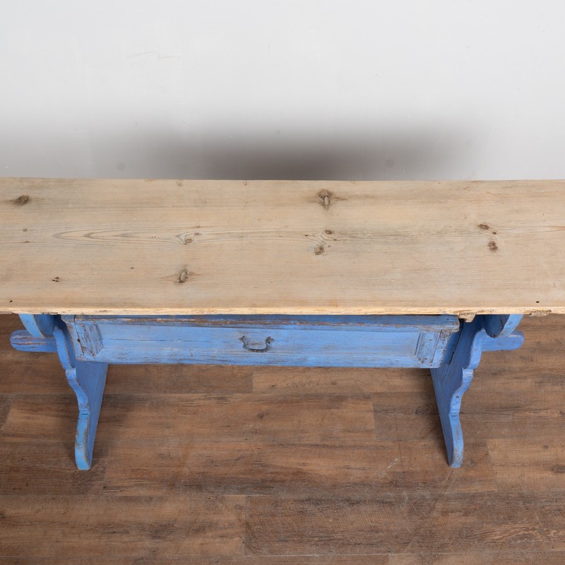 Early 19th-Century Swedish Pine Console Table with Blue Trestle Base gallery