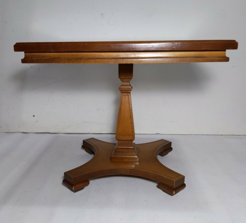 Vintage Square Cocktail Pedestal Wood Table Plant Stand Regency Neoclassical gallery