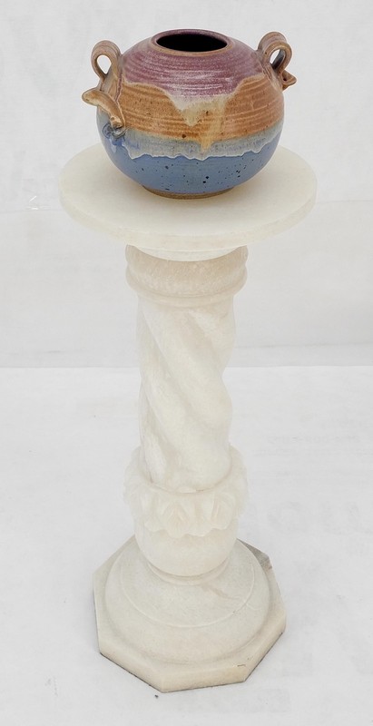 Carved Marble or Alabaster "Twisted Rope" 30" Tall Pedestal Stand MINT gallery