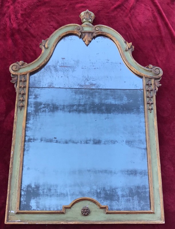 Antique Parcel Gilt Green Painted Console Entry Table + Mirror marble 18th Cent gallery