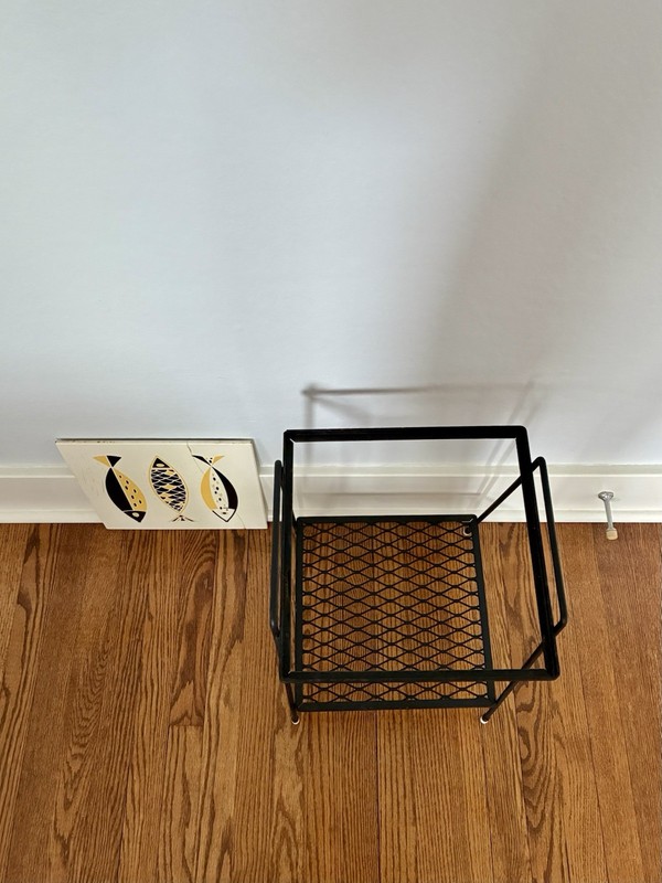 Mid Century Modern Wrought Iron Tile Top Atomic Fish Germany End Accent Table gallery