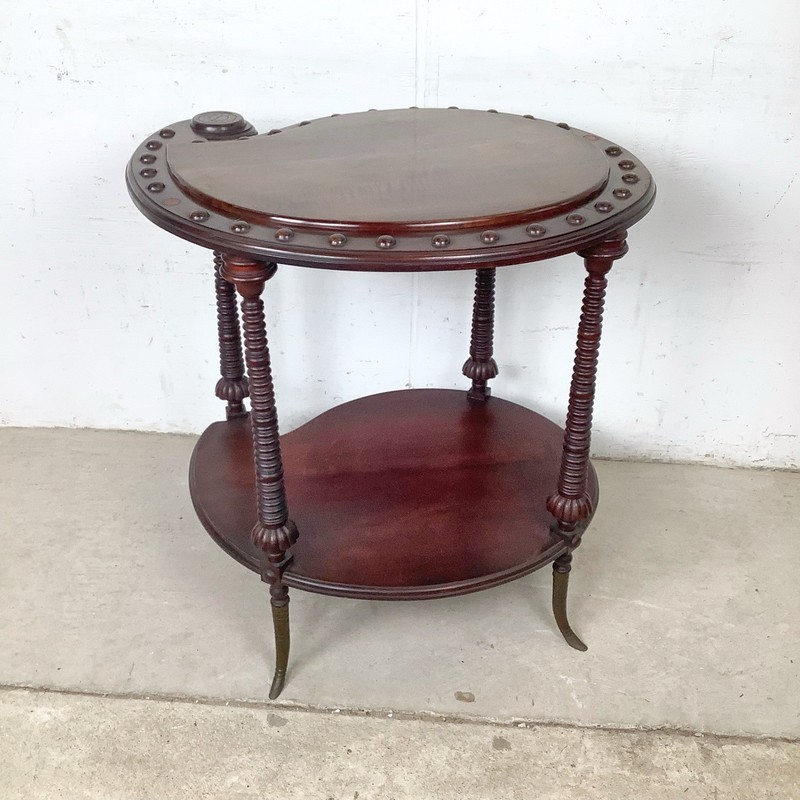 Antique Mahogany Two-Tier Kidney Table Bobbin Turned Legs Brass Sabre Feet gallery