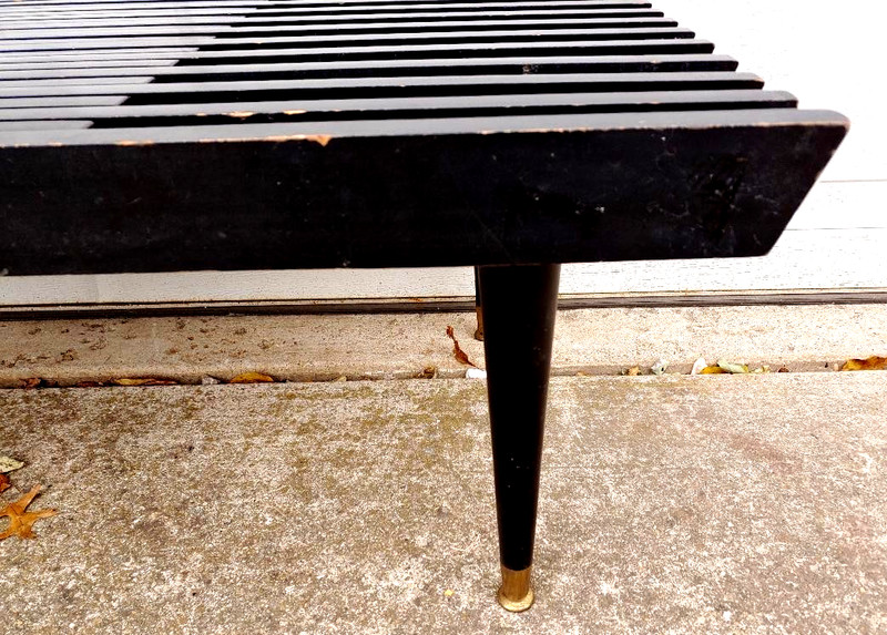 SUPER COOL MID CENTURY MODERN EXPANDABLE SLAT TABLE, JOHN KEAL? 4' TO 5'... gallery