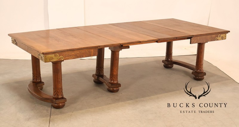 Antique Victorian Oak Expandable Dining Table gallery