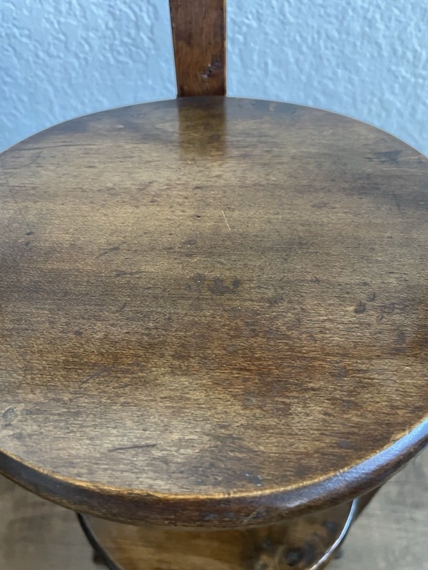Vintage 3 Tier Wood Display Table Dark Oak Foldable 27-1/2” Tall, Shelves 7-1/2” gallery