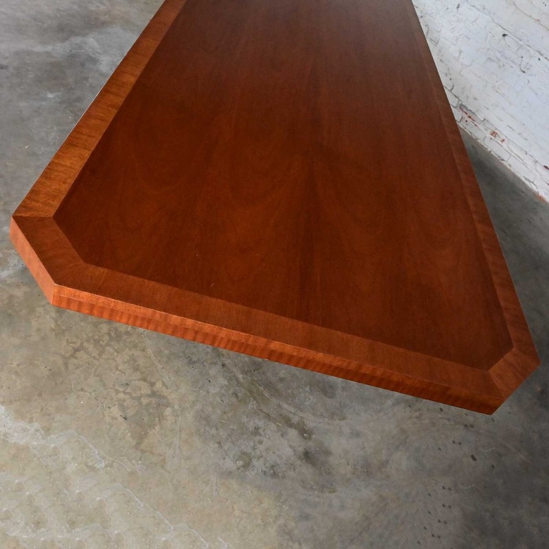Late 20th C Modern Large Custom Mahogany Dbl Pedestal Dining or Conference Table gallery
