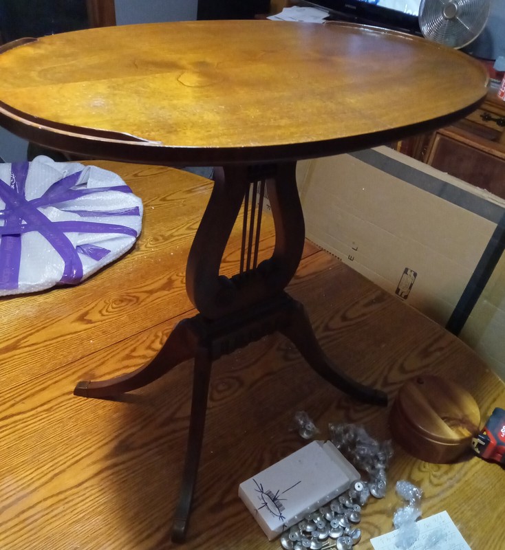 Mid Century Mahogany Oval Lyre Base End Table / Side Table (RP-ET121)