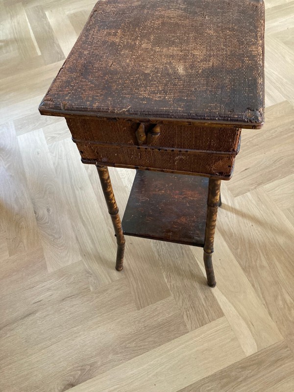 Vintage Bamboo Wicker Rattan Stand End Table Sewing Box gallery