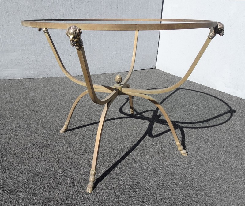 Pair Vintage Italian Mid Century Bronze Rams Head & Hoof Feet Side End Tables gallery