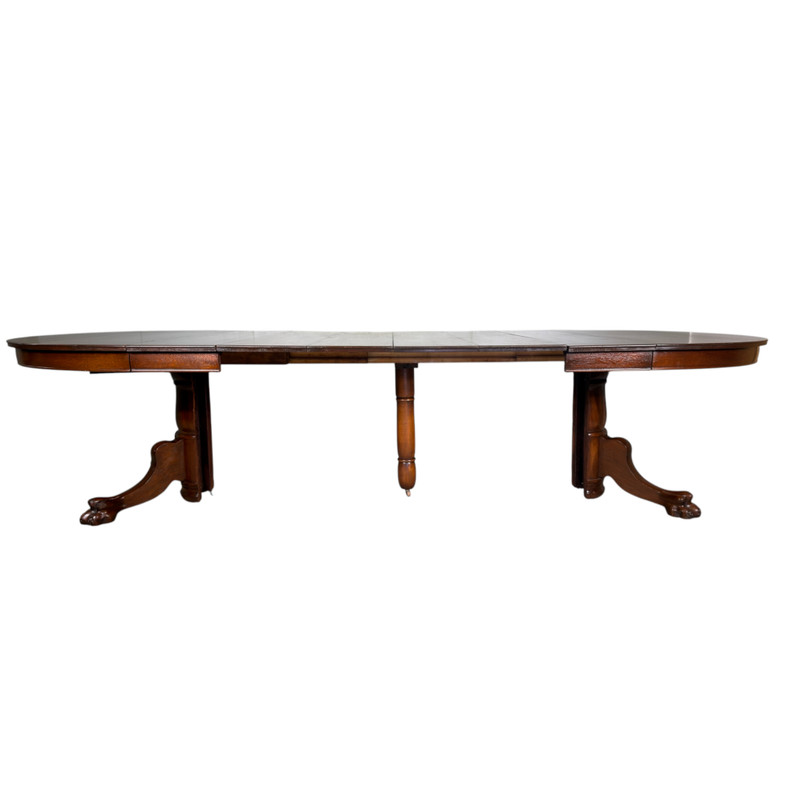Antique Mahogany Claw Foot Banquet Dining Table – 6 Leaves #22559 gallery
